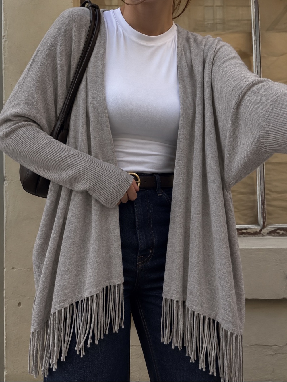 Lilly Pulitzer Colina Cardigan in Swordfish Gray Fringe